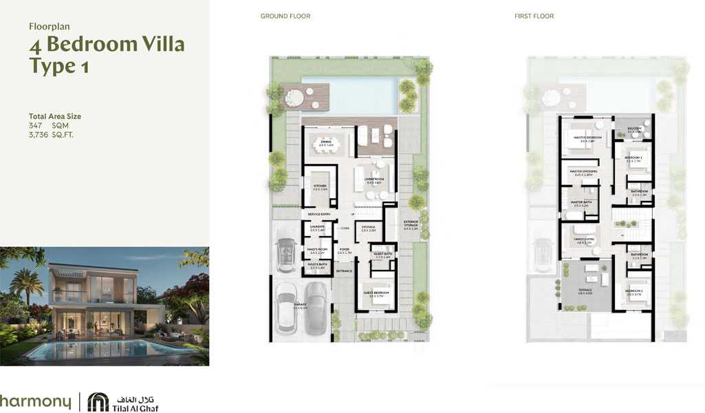 4 Bedroom Villa, Type 1, Size 3736.00 sq ft